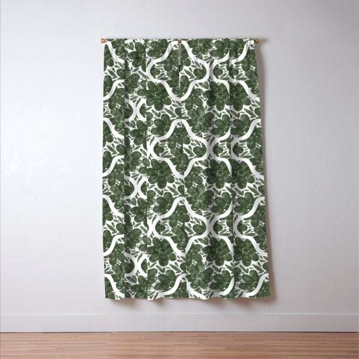 Green Petals Oasis Motif Window Curtain Gallery Image 3