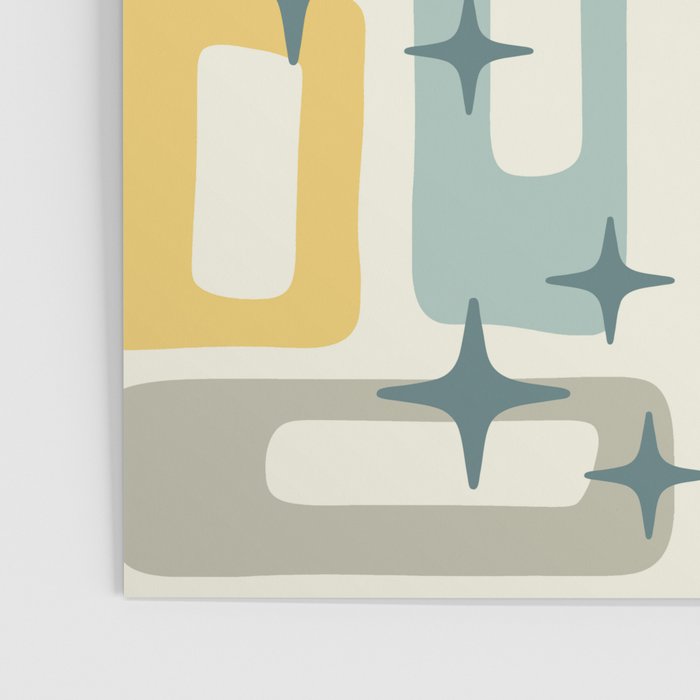 Mid Century Modern Abstract 132 Winter Yellow Gray and Blue Poster Gallery Image 3