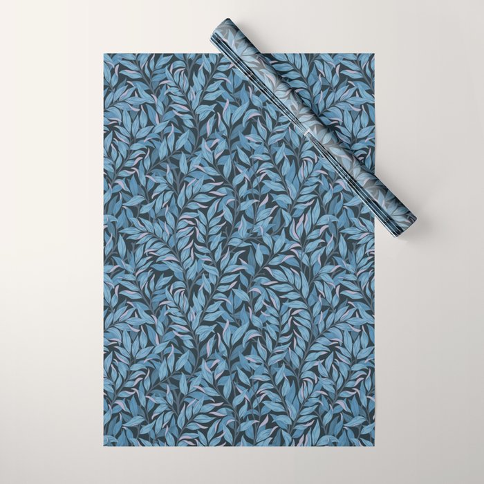 Romantic Botanica - Foliage in Dark Blue Wrapping Paper Gallery Image 1