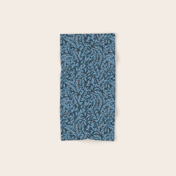 Romantic Botanica - Foliage in Dark Blue Bath Towel Gallery Image 1