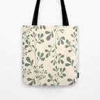 Abstract Leaves Print, Ivory and Green Tote Bag Gallery Image 1