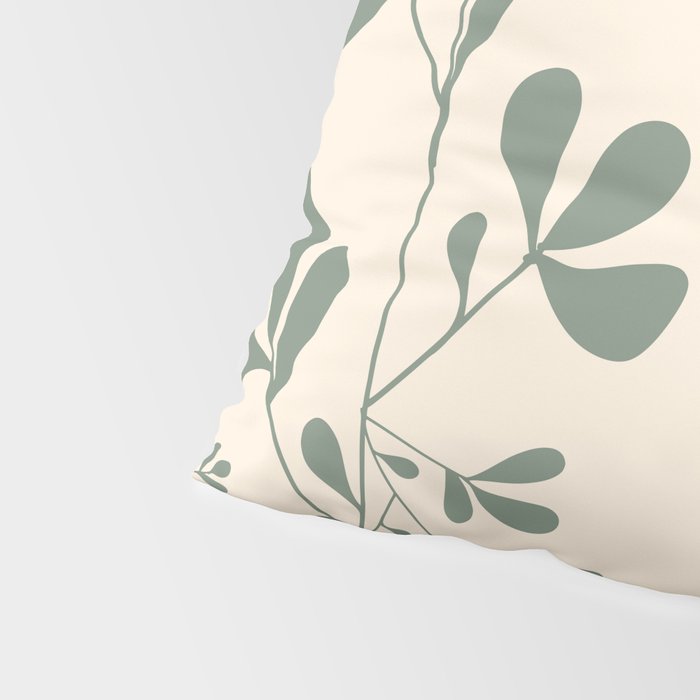 Abstract Leaves Print, Ivory and Green Pillow Sham Gallery Image 4