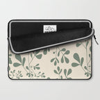 Abstract Leaves Print, Ivory and Green Laptop Sleeve Gallery Image 2