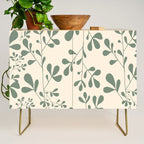 Abstract Leaves Print, Ivory and Green Credenza Gallery Image 1