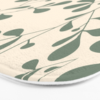 Abstract Leaves Print, Ivory and Green Bath Mat Gallery Image 3