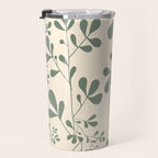 Abstract Leaves Print, Ivory and Green Travel Mug Gallery Image 3
