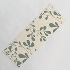 Abstract Leaves Print, Ivory and Green Yoga Mat Gallery Image 1