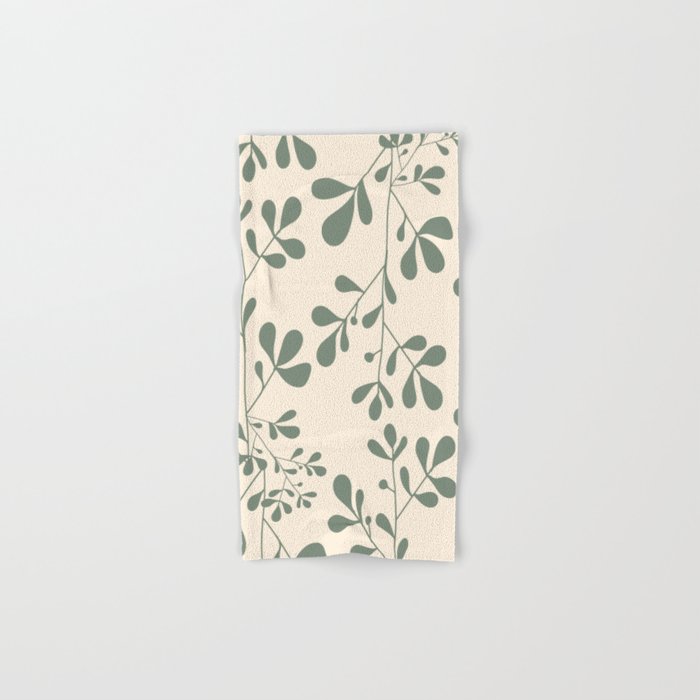 Abstract Leaves Print, Ivory and Green Bath Towel Gallery Image 1