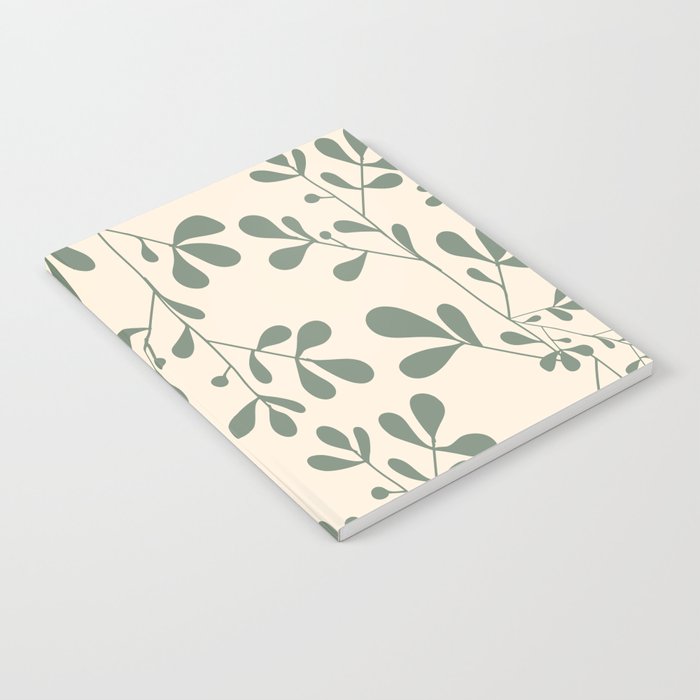 Abstract Leaves Print, Ivory and Green Notebook Gallery Image 2