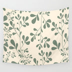 Abstract Leaves Print, Ivory and Green Wall Tapestry Gallery Image 4