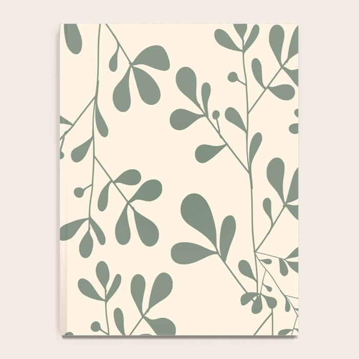 Abstract Leaves Print, Ivory and Green Notebook Gallery Image 4