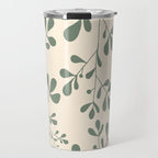 Abstract Leaves Print, Ivory and Green Travel Mug Gallery Image 1