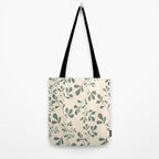 Abstract Leaves Print, Ivory and Green Tote Bag Gallery Image 2