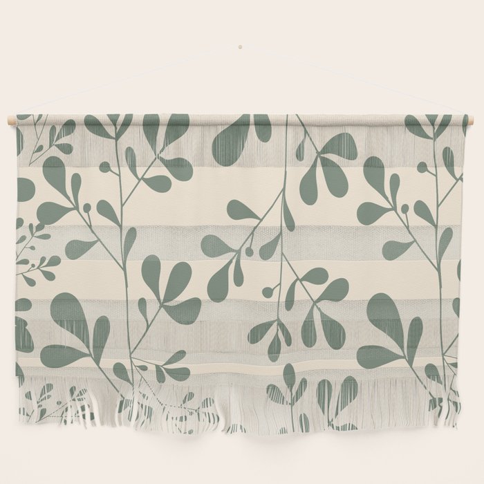 Abstract Leaves Print, Ivory and Green Wall Hanging Gallery Image 1