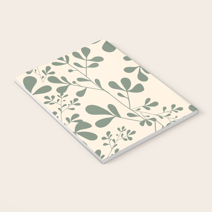 Abstract Leaves Print, Ivory and Green Notebook Gallery Image 3