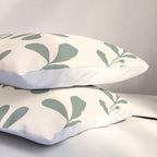 Abstract Leaves Print, Ivory and Green Pillow Sham Gallery Image 3