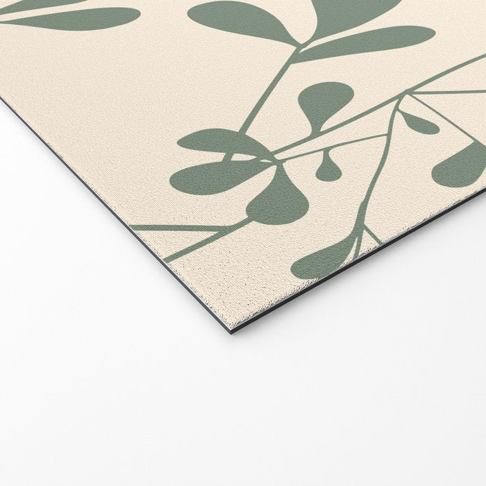 Abstract Leaves Print, Ivory and Green Welcome Mat Gallery Image 2