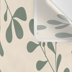 Abstract Leaves Print, Ivory and Green Wall Tapestry Gallery Image 3