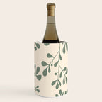 Abstract Leaves Print, Ivory and Green Wine Chiller Gallery Image 1