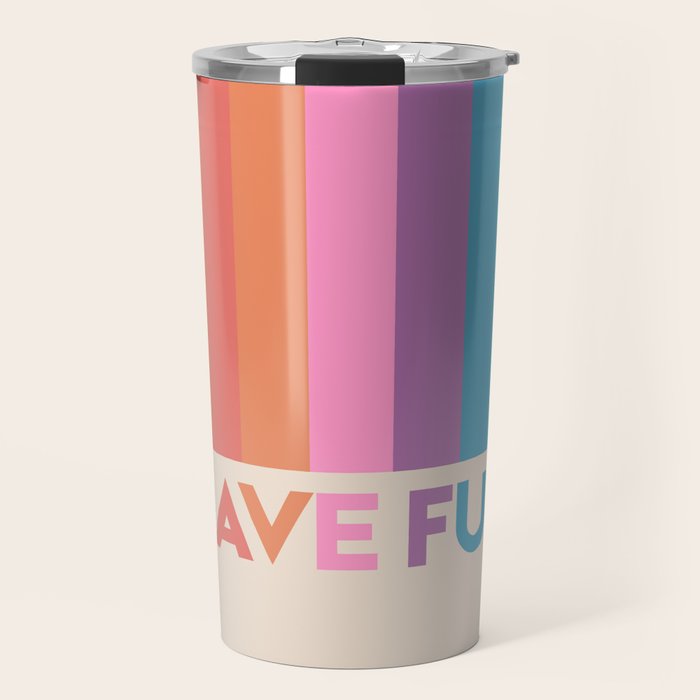 Vintage Rainbow Have Fun Text Travel Mug Gallery Image 1