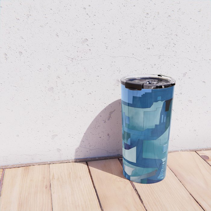 greece santorini abstract illustration Travel Mug Gallery Image 4