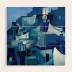 greece santorini abstract illustration Wood Wall Art Gallery Image 1