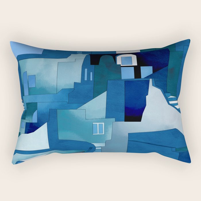 greece santorini abstract illustration Rectangular Pillow Gallery Image 1