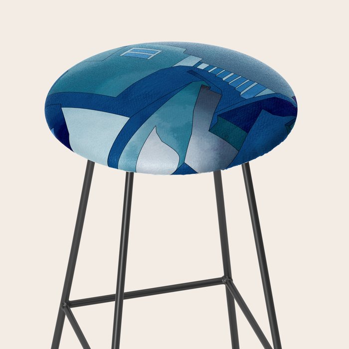 greece santorini abstract illustration Stool Gallery Image 2
