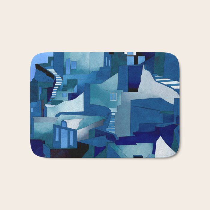 greece santorini abstract illustration Bath Mat Gallery Image 1