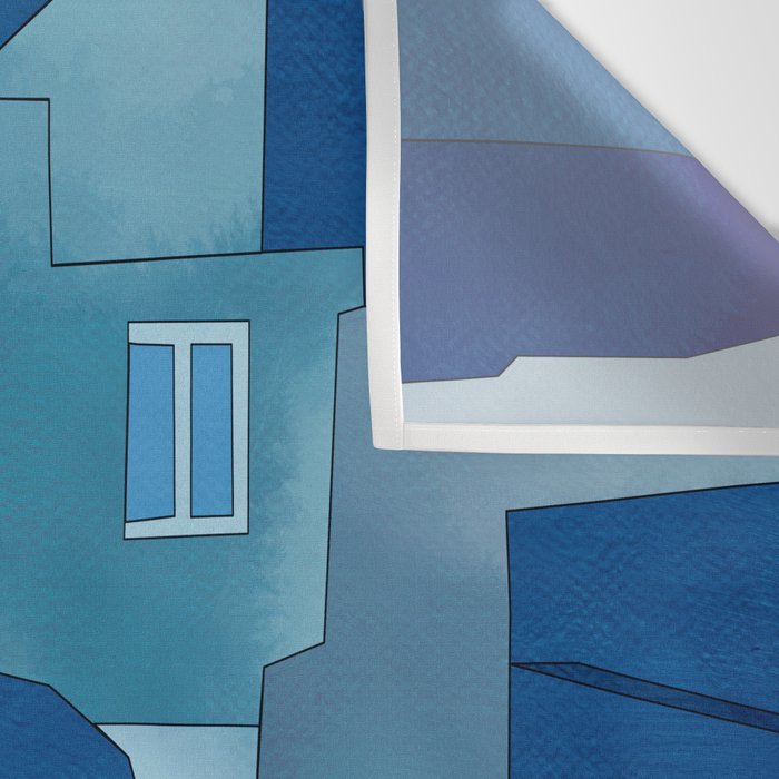 greece santorini abstract illustration Wall Tapestry Gallery Image 3