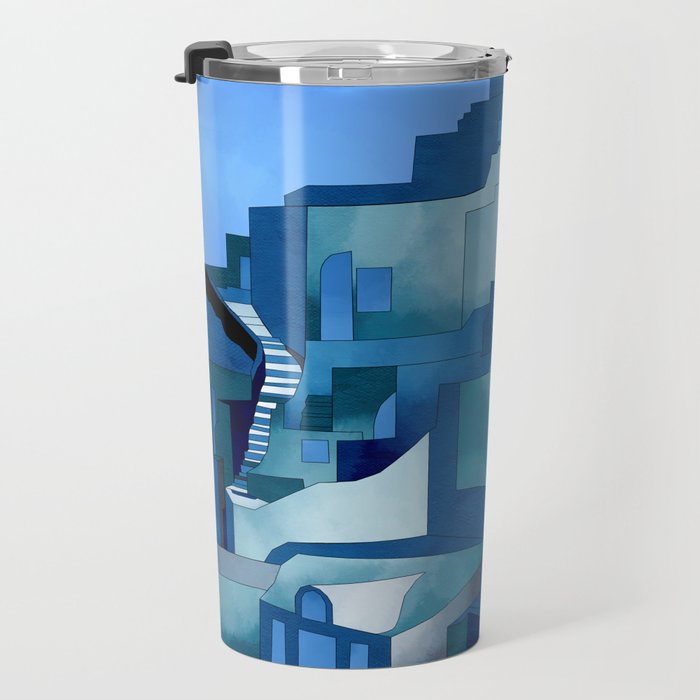 greece santorini abstract illustration Travel Mug Gallery Image 3