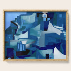 greece santorini abstract illustration Serving Tray Gallery Image 1