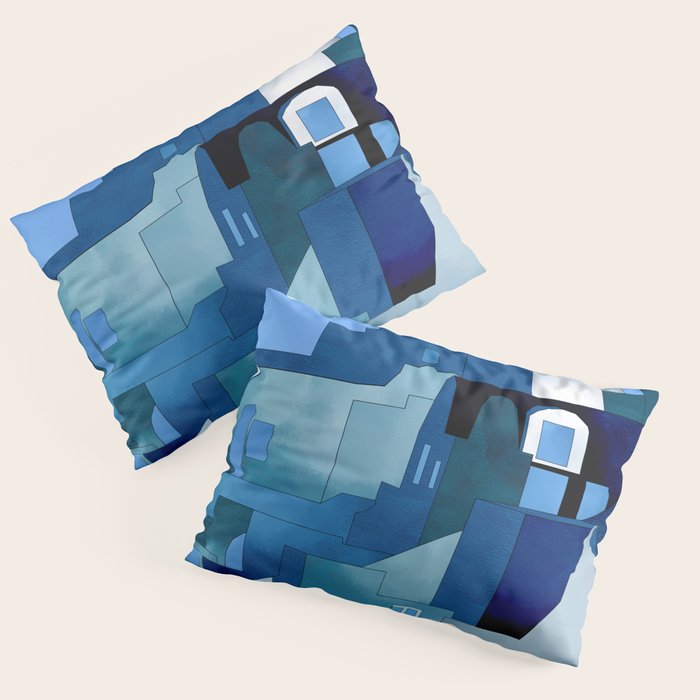 greece santorini abstract illustration Pillow Sham Gallery Image 1