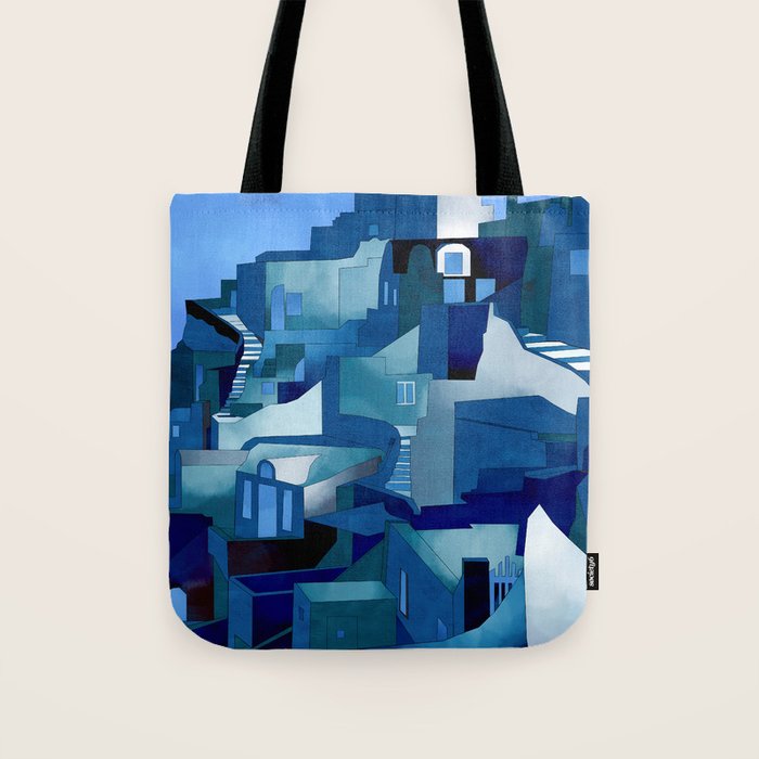 greece santorini abstract illustration Tote Bag Gallery Image 1