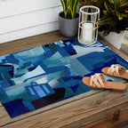 greece santorini abstract illustration Outdoor Rug Gallery Image 2