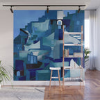 greece santorini abstract illustration Wall Mural Gallery Image 1