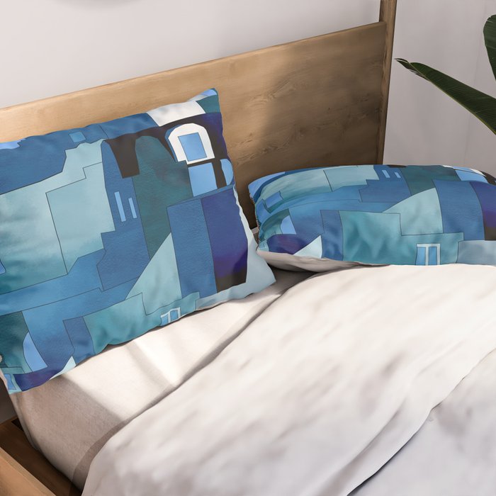 greece santorini abstract illustration Pillow Sham Gallery Image 2