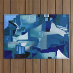 greece santorini abstract illustration Outdoor Rug Gallery Image 1