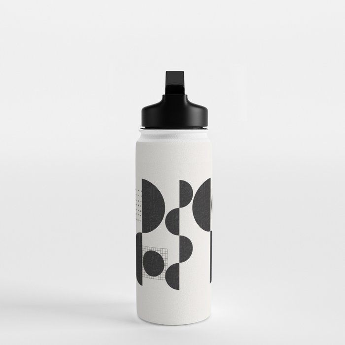 Black And White Bauhaus Abstract Water Bottle Gallery Image 3