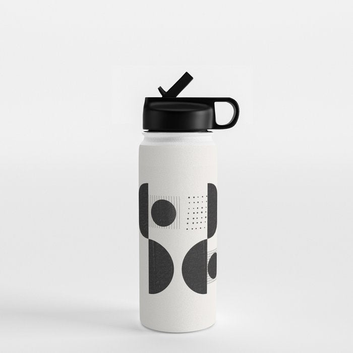 Black And White Bauhaus Abstract Water Bottle Gallery Image 1