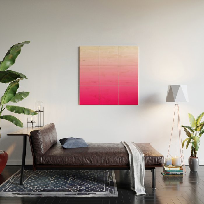 White and Warm Pink Gradient 045 Wood Wall Art Gallery Image 2