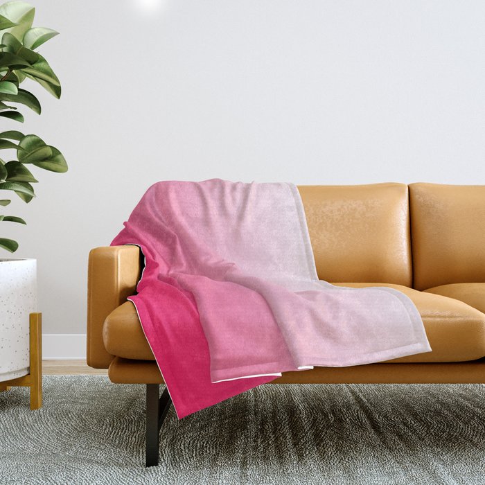 White and Warm Pink Gradient 045 Throw Blanket Gallery Image 1