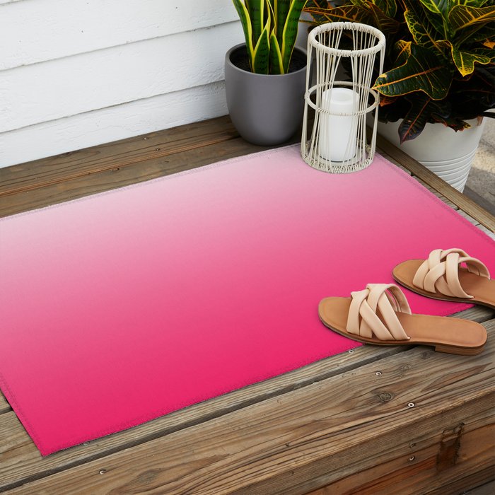 White and Warm Pink Gradient 045 Outdoor Rug Gallery Image 2