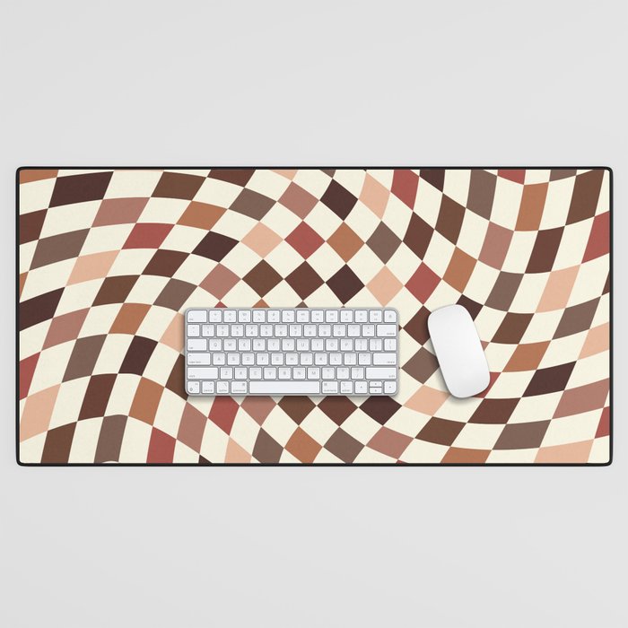 Coffee Brown Swirl Checker Desk Mat Gallery Image 1