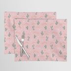 Retro hand drawn cactus plant pattern Placemat Gallery Image 1