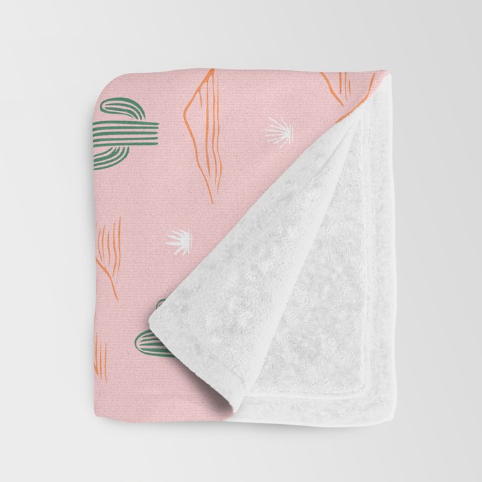 Retro hand drawn cactus plant pattern Throw Blanket Gallery Image 3