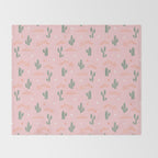 Retro hand drawn cactus plant pattern Throw Blanket Gallery Image 2