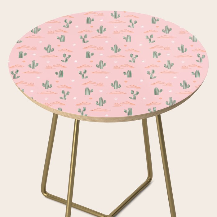 Retro hand drawn cactus plant pattern Side Table Gallery Image 2
