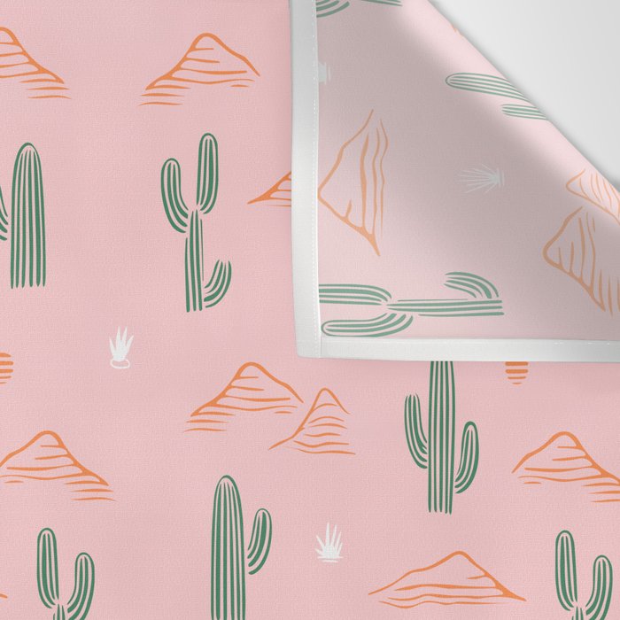 Retro hand drawn cactus plant pattern Wall Tapestry Gallery Image 3