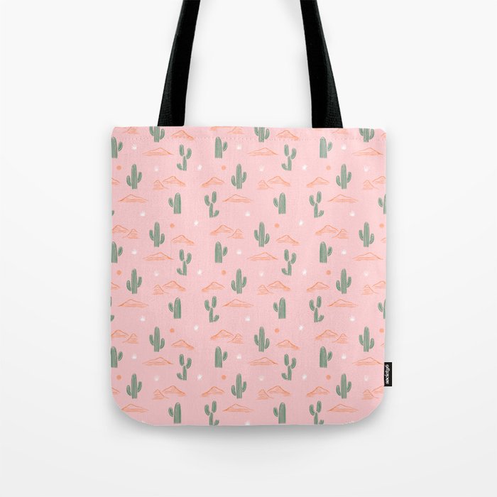 Retro hand drawn cactus plant pattern Tote Bag Gallery Image 1